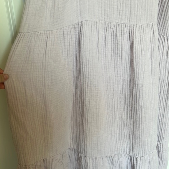 isabel maternity short sleeve tiered guaze materity dress with pockets - Picture 5 of 6